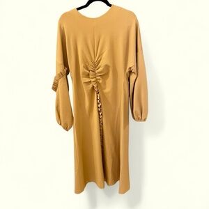 TIBI Dress, Size 12, Mustard, Midi w/ Ruffle Details, Long Sleeves, Open…